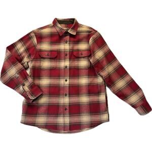 ORVIS Classic Collection Cotton Flannel Shirt Men's Size M Red Beige Plaid